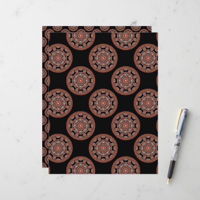 Polka Dot Safari Sunset Bohemian Star Fall Mandala (Fram/Back In Situ)