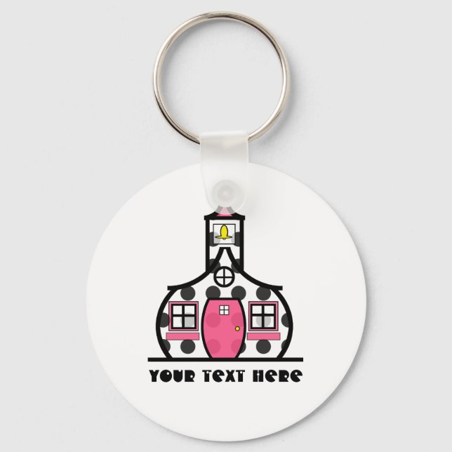 Polka Dot Schoolhouse Nyckelring (Framsida)