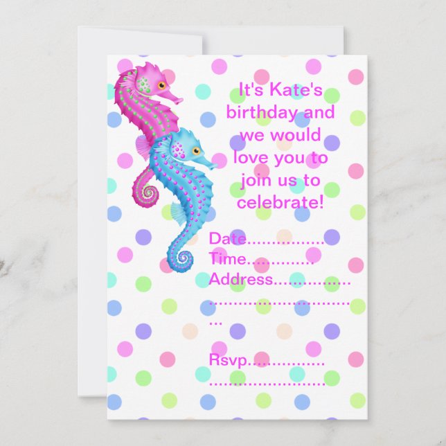 POLKA DOT SEAHORSE PARTY-ANBUDSINFORDRAN INBJUDNINGAR (Framsida)