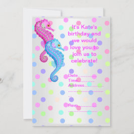 POLKA DOT SEAHORSE PARTY INVITATION silver Inbjudningar