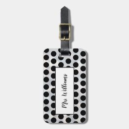 Polka Dot Silver Fru Luggage Tag Bagagebricka