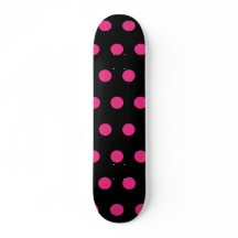 Polka Dot Skateboard (Black & Neon Rosa)