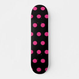 Polka Dot Skateboard (Black & Neon Rosa)