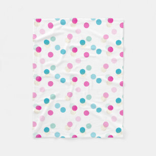 POLKA DOT söt mönster rosa aqua blue plantskola Fleecefilt