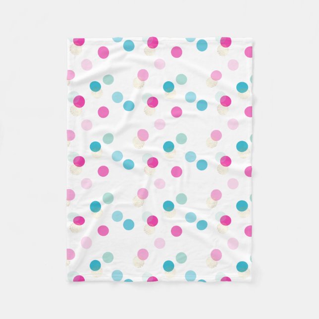 POLKA DOT söt mönster rosa aqua blue plantskola Fleecefilt (Framsidan)