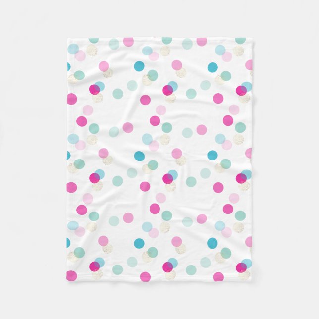 POLKA DOT söt mönster rosa aqua girl plantskola Fleecefilt (Framsidan)