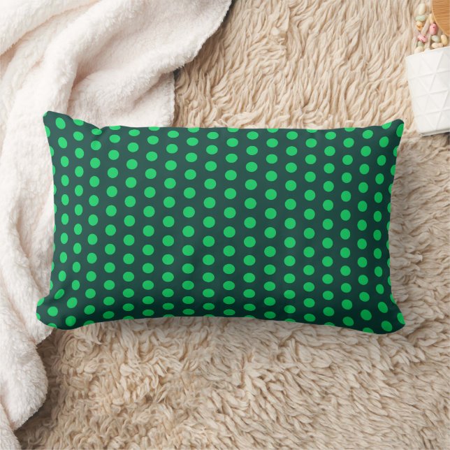 Polka Dot Spots Emerald Grönt Tones Lumbarkudde (Filt)
