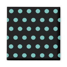 Polka Dot Square Magnet (Black & Aqua)