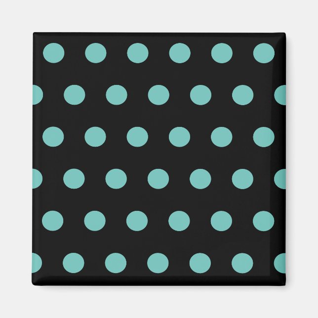 Polka Dot Square Magnet (Black & Aqua) (Framsidan)