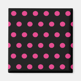 Polka Dot Square Magnet (Black & Neon Rosa)