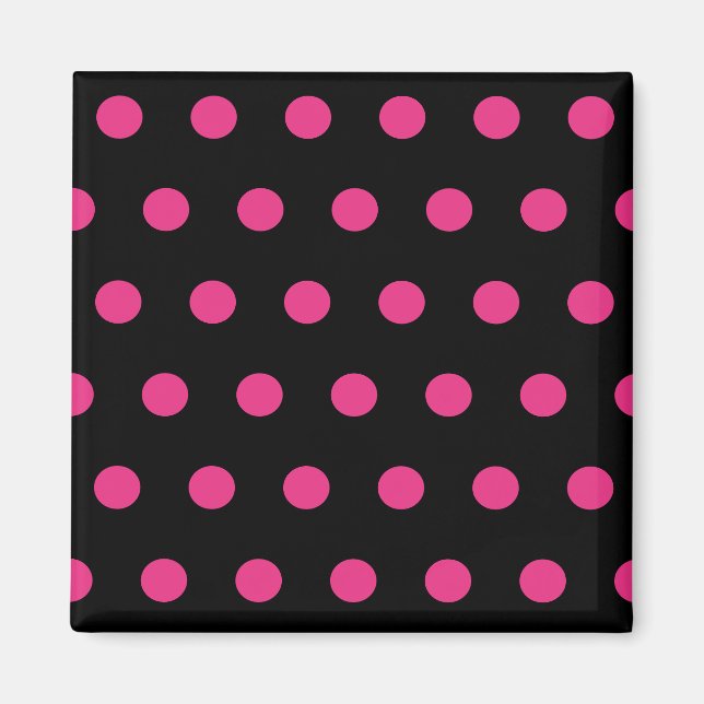 Polka Dot Square Magnet (Black & Neon Rosa) (Framsidan)