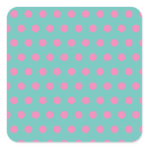 Polka Dot Square Stickers (Aqua & Rosa)
