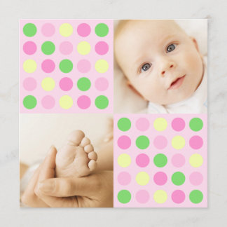 Polka Dot Squares Rosa Inbjudningar