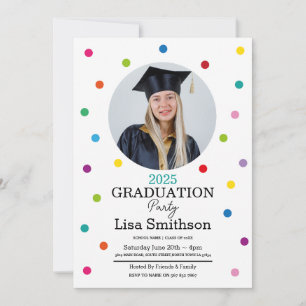 Polka Dot Studenten confetti Colorful Party Inbjudningar