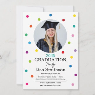 Polka Dot Studenten confetti Colorful Party Inbjudningar