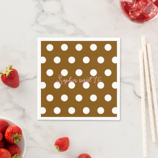 Polka Dot Sweet 16 - Bruna och vita prickar Födels Pappersservett
