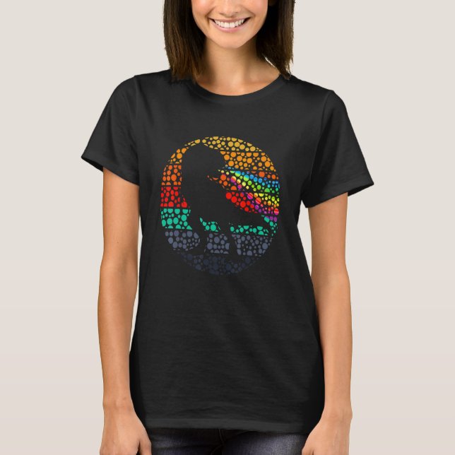 Polka Dot T Rex Dinosaur Rainbow Fire Internationa Shirt (Framsida)