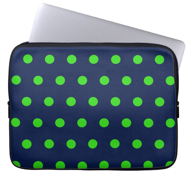 Polka Dot Tablet Fodral (marinblå och limgrön) (Framsidan)