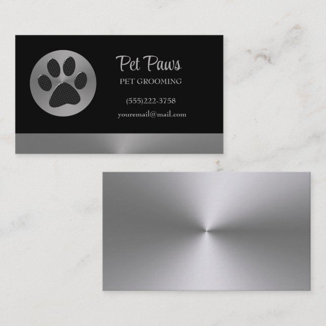 Polka Dot Tass på Silver Pet Grooming Service Visitkort (Fram/baksida)