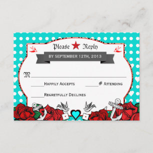 Polka Dot Tattoo Rockabilly Bröllop OSA Card Kort