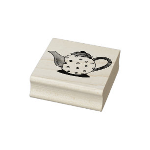 Polka Dot Tea Party Tekanna Rubber Frimärke Stämpel