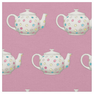 Polka Dot Tea Pot Rosa Tyg