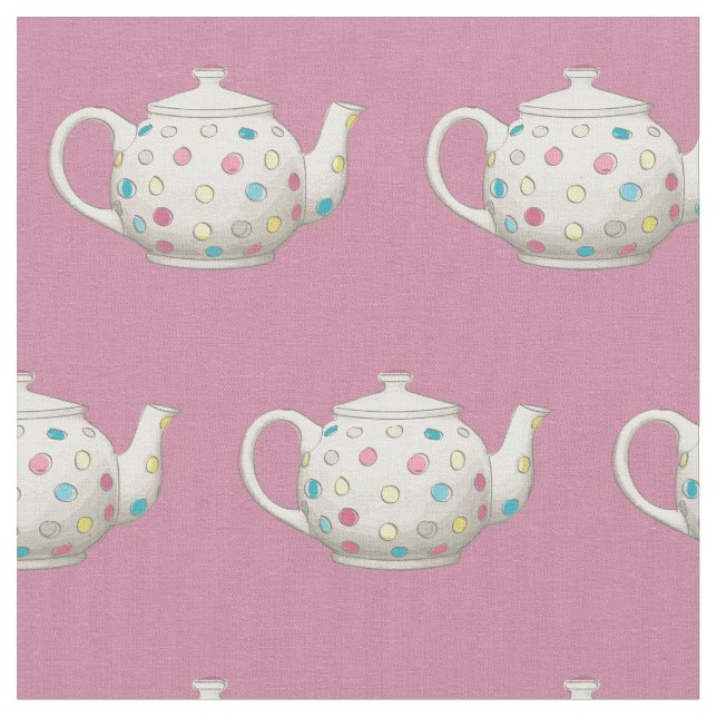 Polka Dot Tea Pot Rosa Tyg (Närbild)