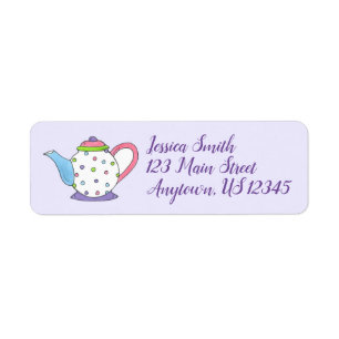 Polka Dot Tea Pot Tekanna Labels Returadress Etikett