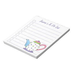 Polka Dot Tekanna Tea Party Tea Pot to Do List Anteckningsblock