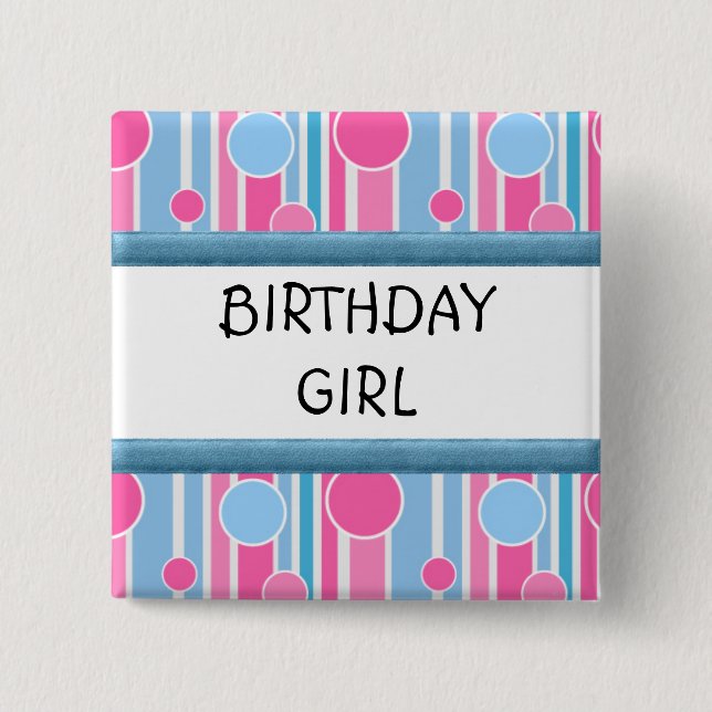 POLKA DOT THEMED BIRTHDAY GIRL PIN KNAPP (Framsida)