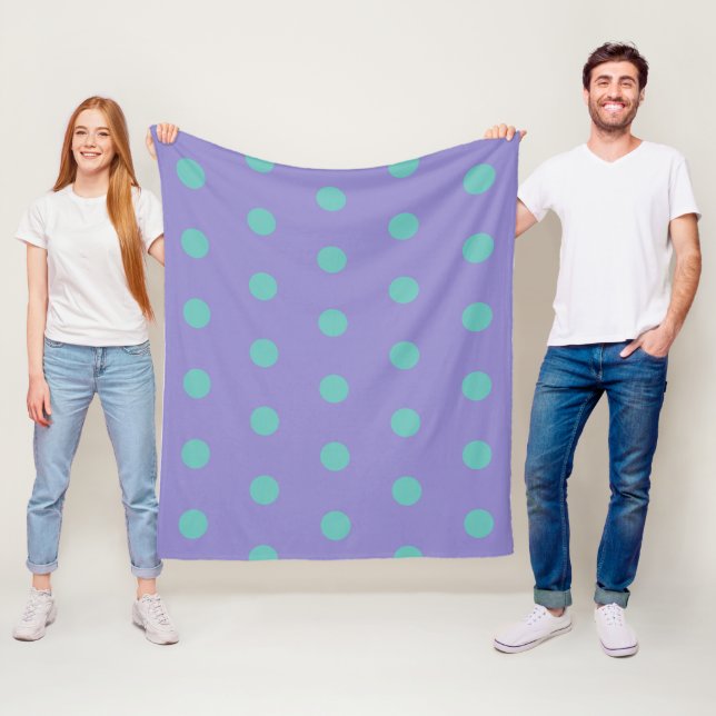 Polka Dot Throw Blanket (Lavender & Aqua) Fleecefilt (På plats)