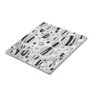 Polka Dot Tiger Black and White Print Kakelplatta
