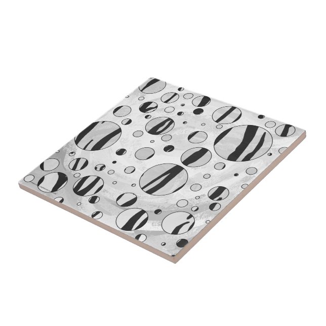 Polka Dot Tiger Black and White Print Kakelplatta (Sidan)