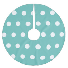 Polka Dot Träd Skirt (Aqua & White) Julgransmatta Borstad Polyester