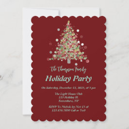 Polka Dot Tree Christmas Holiday Party Inbjudningar