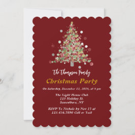 Polka Dot Tree Christmas Party Inbjudningar
