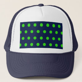Polka Dot Trucker Hat (Navy Blue & Lime Green) Keps