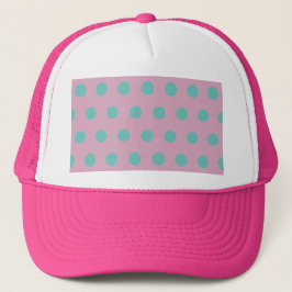 Polka Dot-Truckerkeps (Rosa & Aqua) Keps