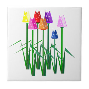 Polka Dot Tulips Ceramic Tile Kakelplatta