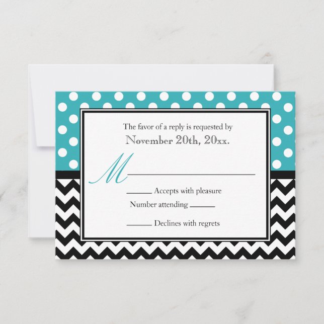 Polka Dot Turcos & Chevron Reply Cards OSA Kort (Framsida)