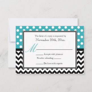 Polka Dot Turcos & Chevron Reply Cards OSA Kort