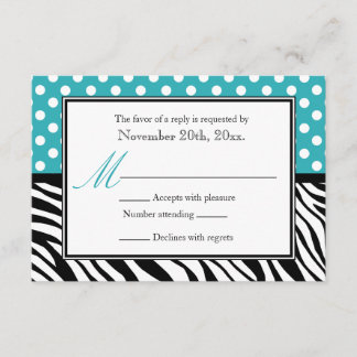 Polka Dot Turcos & Zebra tryck Reply Cards OSA Kort