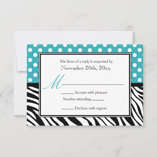 Polka Dot Turcos & Zebra tryck Reply Cards OSA Kort (Framsida)