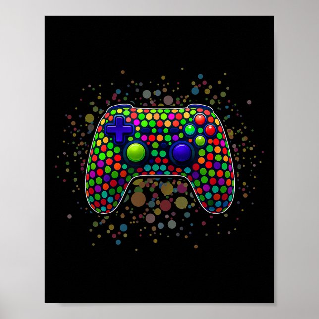 Polka Dot Video Gamers Dot-punkt - Lekspelarkontro Poster (Framsidan)