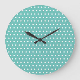 Polka Dot Wall Clock (Aqua & White) Stor Klocka