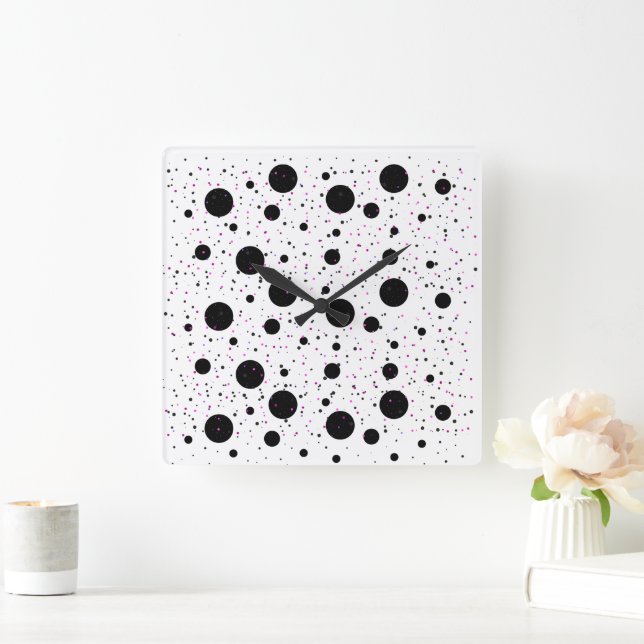 Polka Dot Wall Clock - Modern Home Decor Fyrkantig Klocka (Hem)