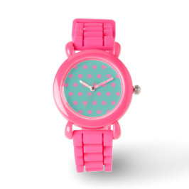 Polka Dot Watch (Aqua & Rosa) Armbandsur