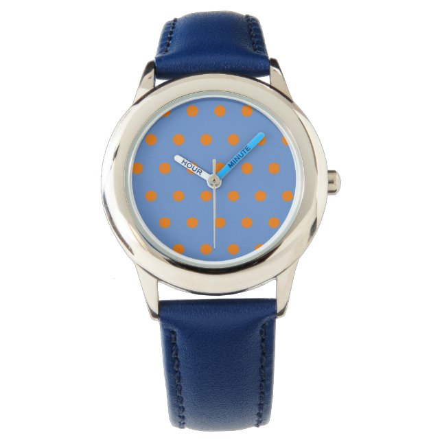 Polka Dot Watch (Denim Blue & Orange) Armbandsur (Framsida)