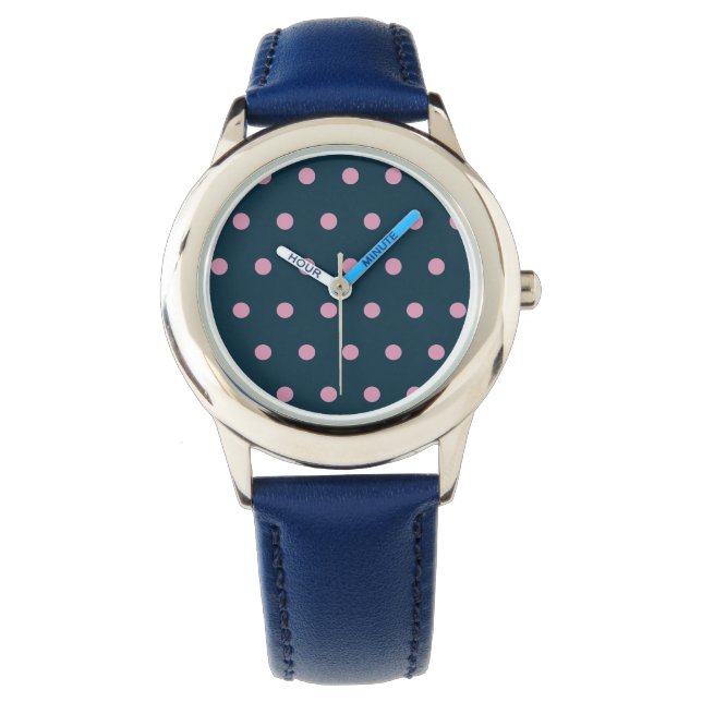 Polka Dot Watch (Midnight Blue & Soft Rosa) Armbandsur (Framsida)
