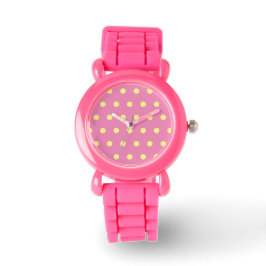 Polka Dot Watch (Rosa & Soft Gult) Armbandsur